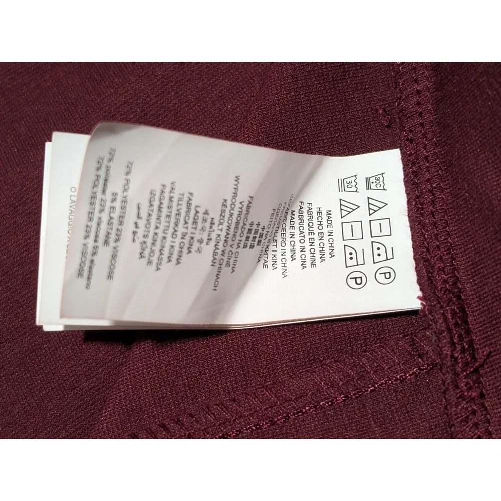 Michael Kors Pants Womens S Burgundy Pull On Pintuck Seam Slim Career Trousers